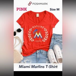 Pink Miami Marlins orange tshirt